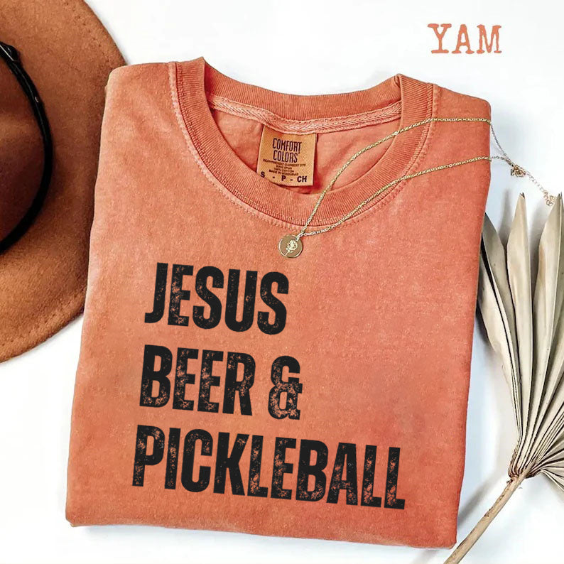 Comfort Colors Jesus Beer & Pickleball T-shirt
