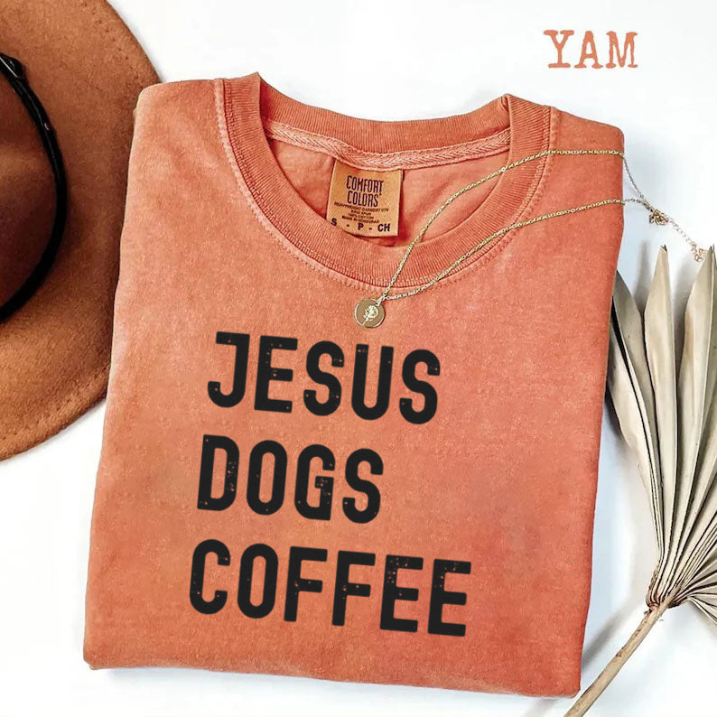 Comfort Colors Jesus Dogs Coffee T-shirt
