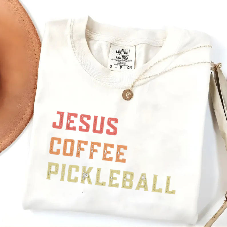 Comfort Colors Jesus Coffee Pickleball T-shirt