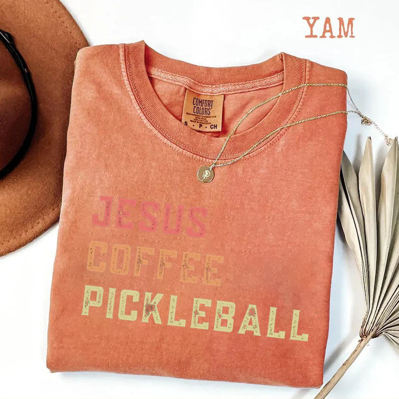Comfort Colors Jesus Coffee Pickleball T-shirt