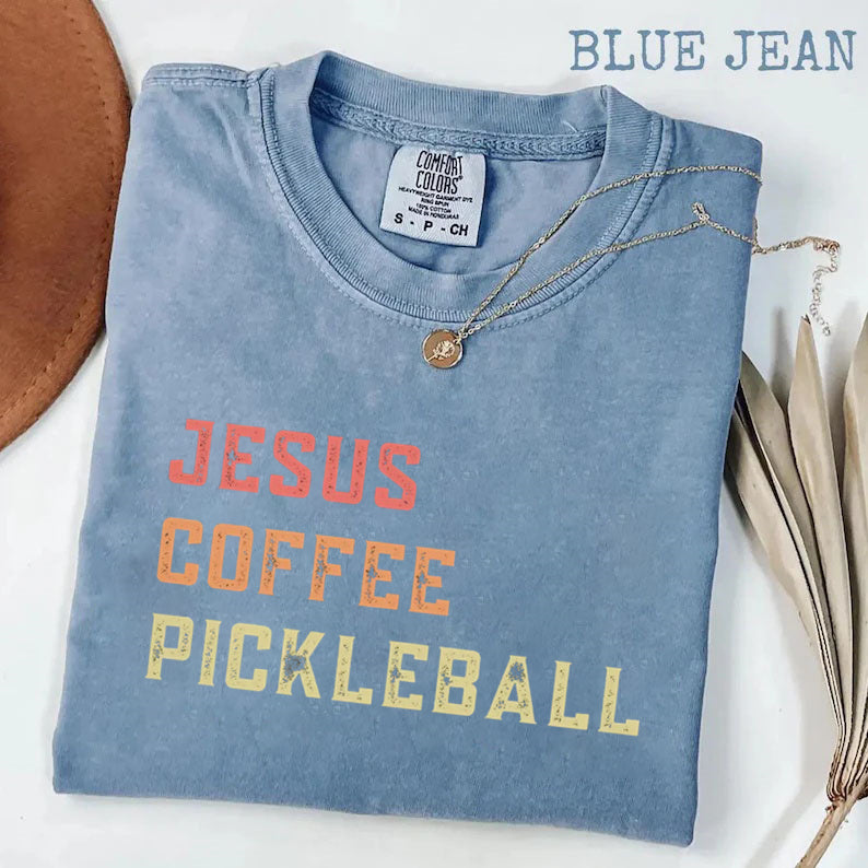 Comfort Colors Jesus Coffee Pickleball T-shirt