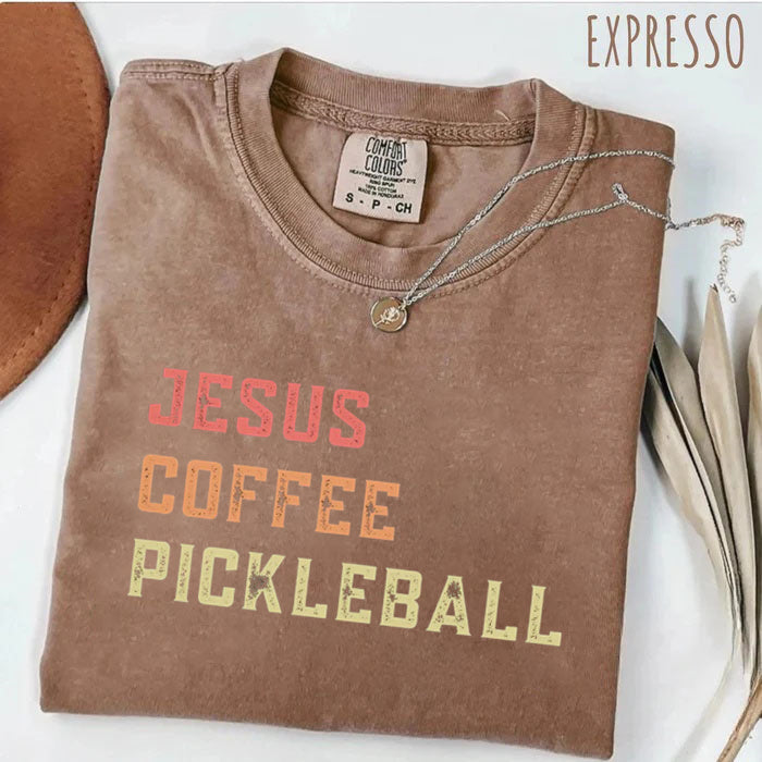 Comfort Colors Jesus Coffee Pickleball T-shirt