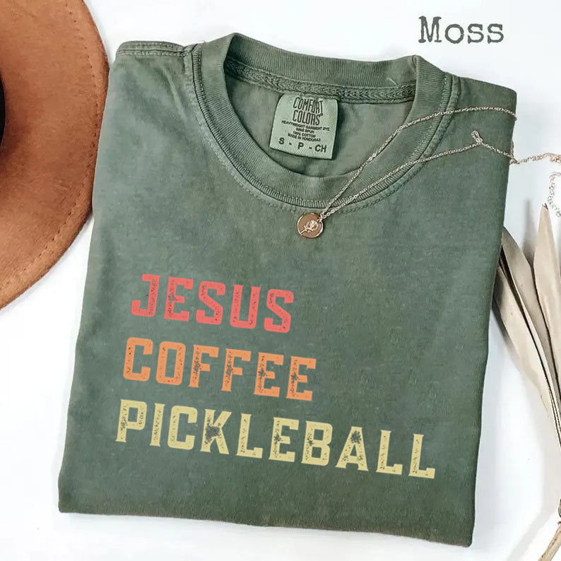 Comfort Colors Jesus Coffee Pickleball T-shirt