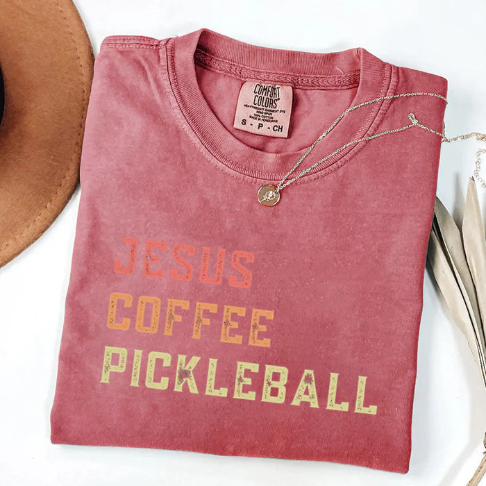 Comfort Colors Jesus Coffee Pickleball T-shirt