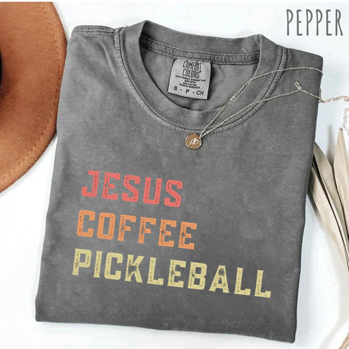 Comfort Colors Jesus Coffee Pickleball T-shirt