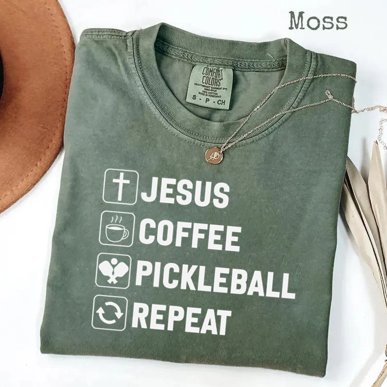 Comfort Colors Jesus Coffee Pickleball Repeat T-shirt