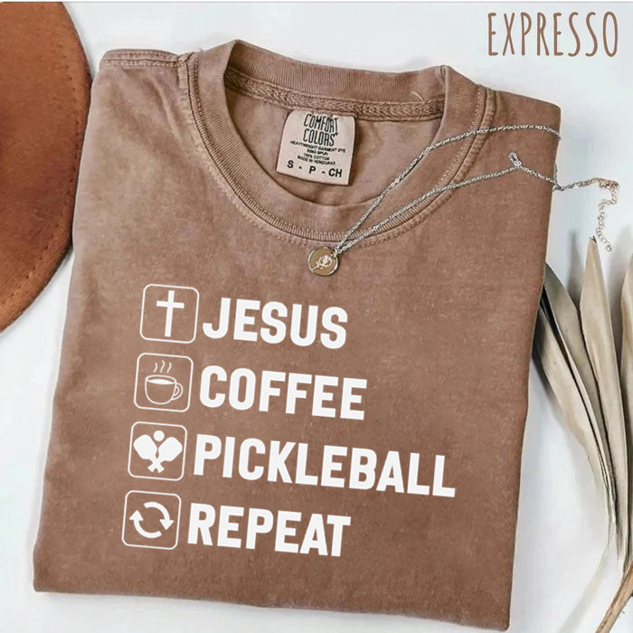 Comfort Colors Jesus Coffee Pickleball Repeat T-shirt