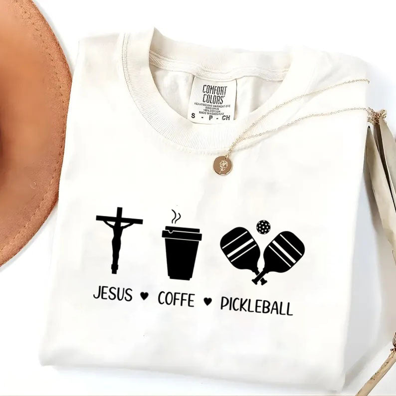Comfort Colors Jesus Coffee Pickleball T-shirt
