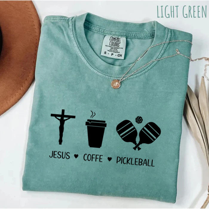 Comfort Colors Jesus Coffee Pickleball T-shirt