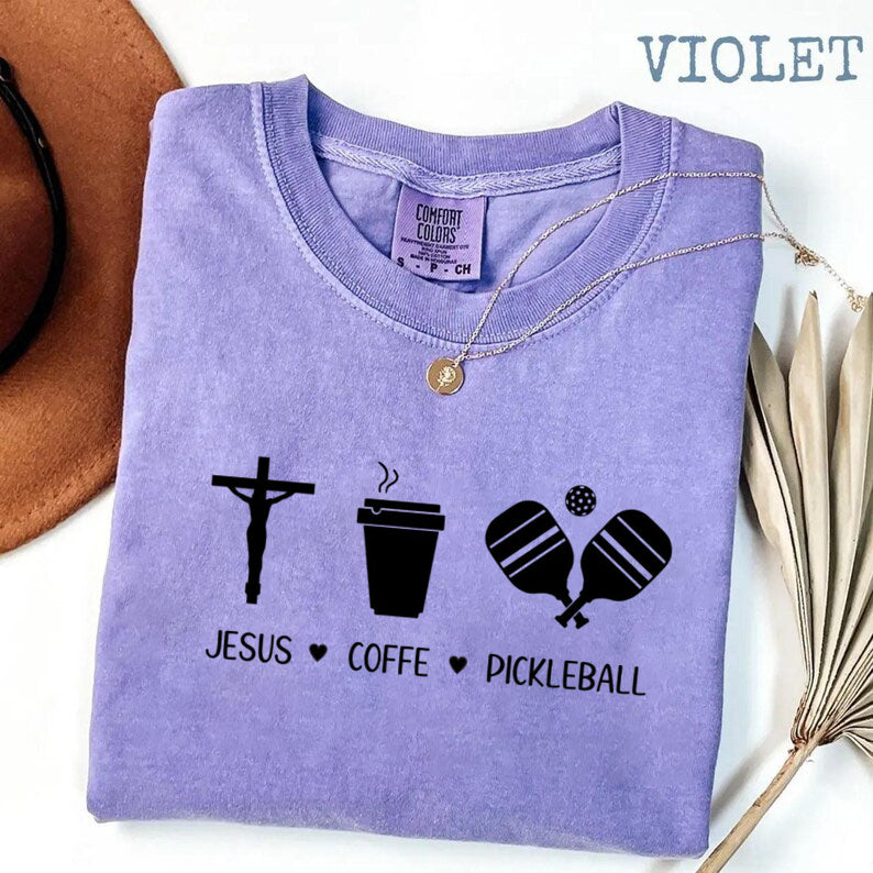 Comfort Colors Jesus Coffee Pickleball T-shirt
