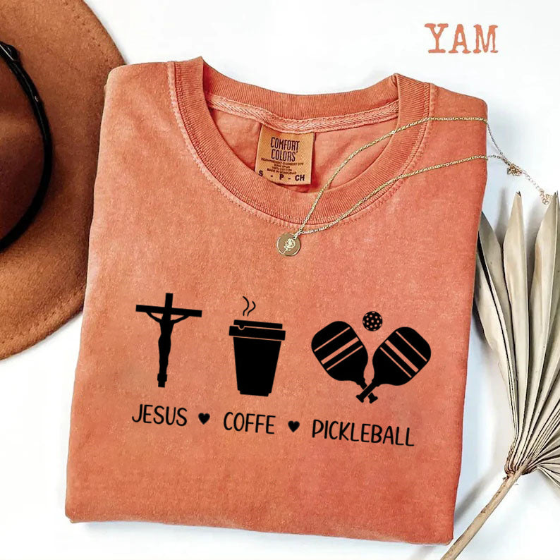 Comfort Colors Jesus Coffee Pickleball T-shirt