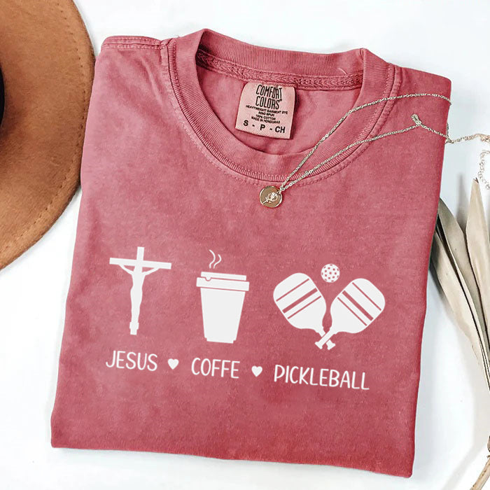 Comfort Colors Jesus Coffee Pickleball T-shirt