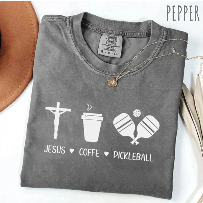 Comfort Colors Jesus Coffee Pickleball T-shirt