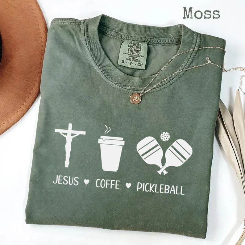 Comfort Colors Jesus Coffee Pickleball T-shirt
