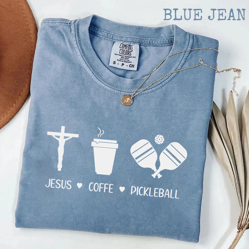 Comfort Colors Jesus Coffee Pickleball T-shirt