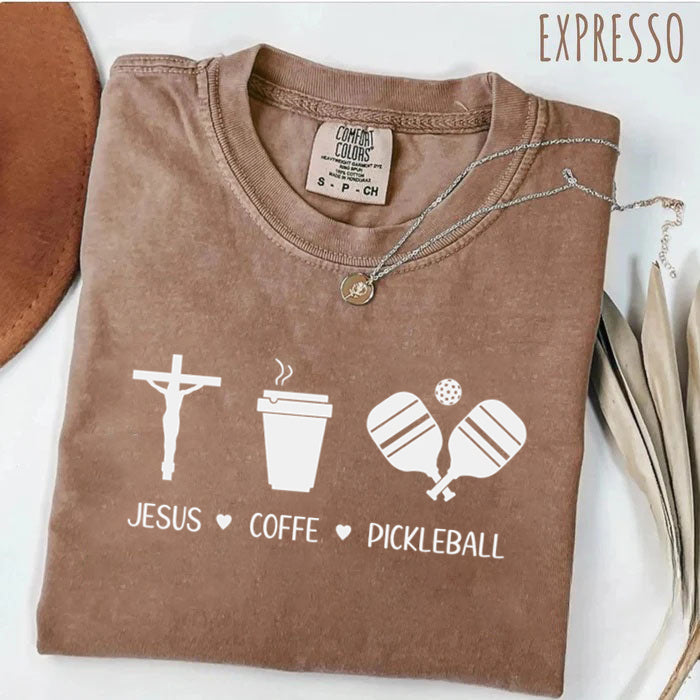 Comfort Colors Jesus Coffee Pickleball T-shirt