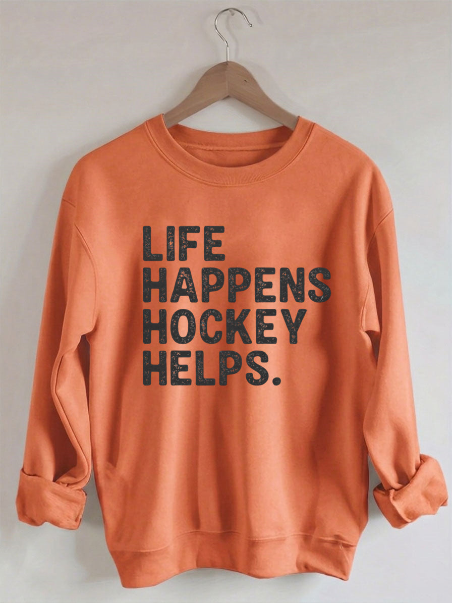 Comfort Colors Life Happens Hockey Helps Sweatshirt
