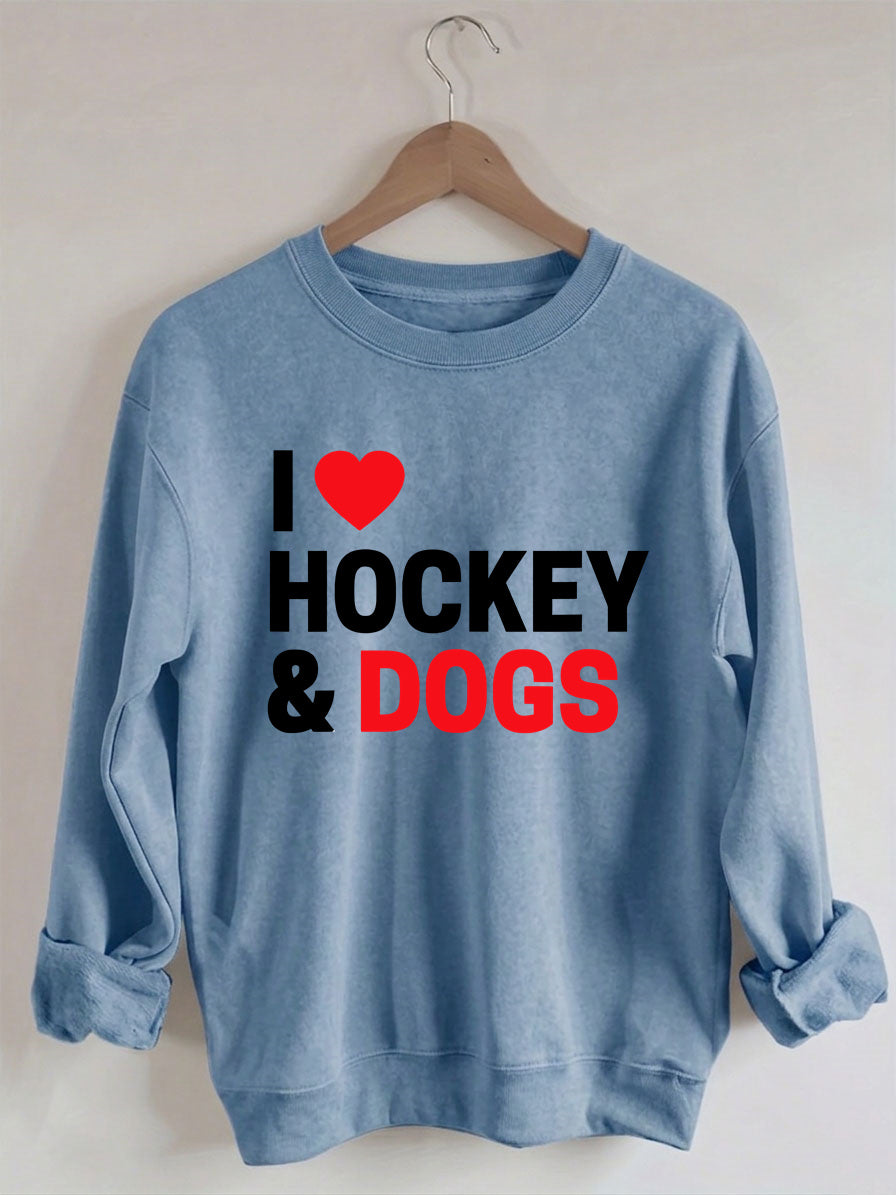 Comfort Colors I Love Hockey & Dogs Sweatshirt