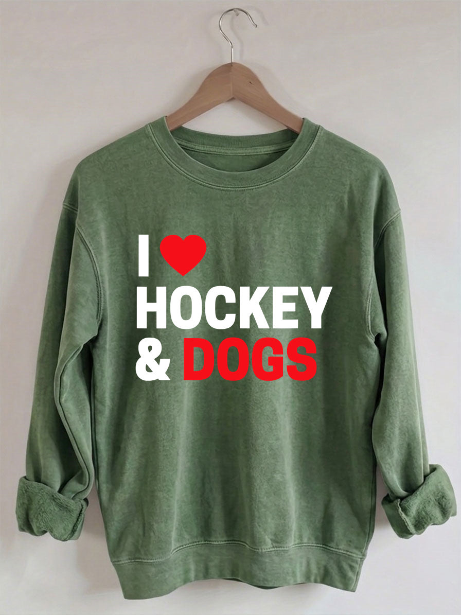 Comfort Colors I Love Hockey & Dogs Sweatshirt