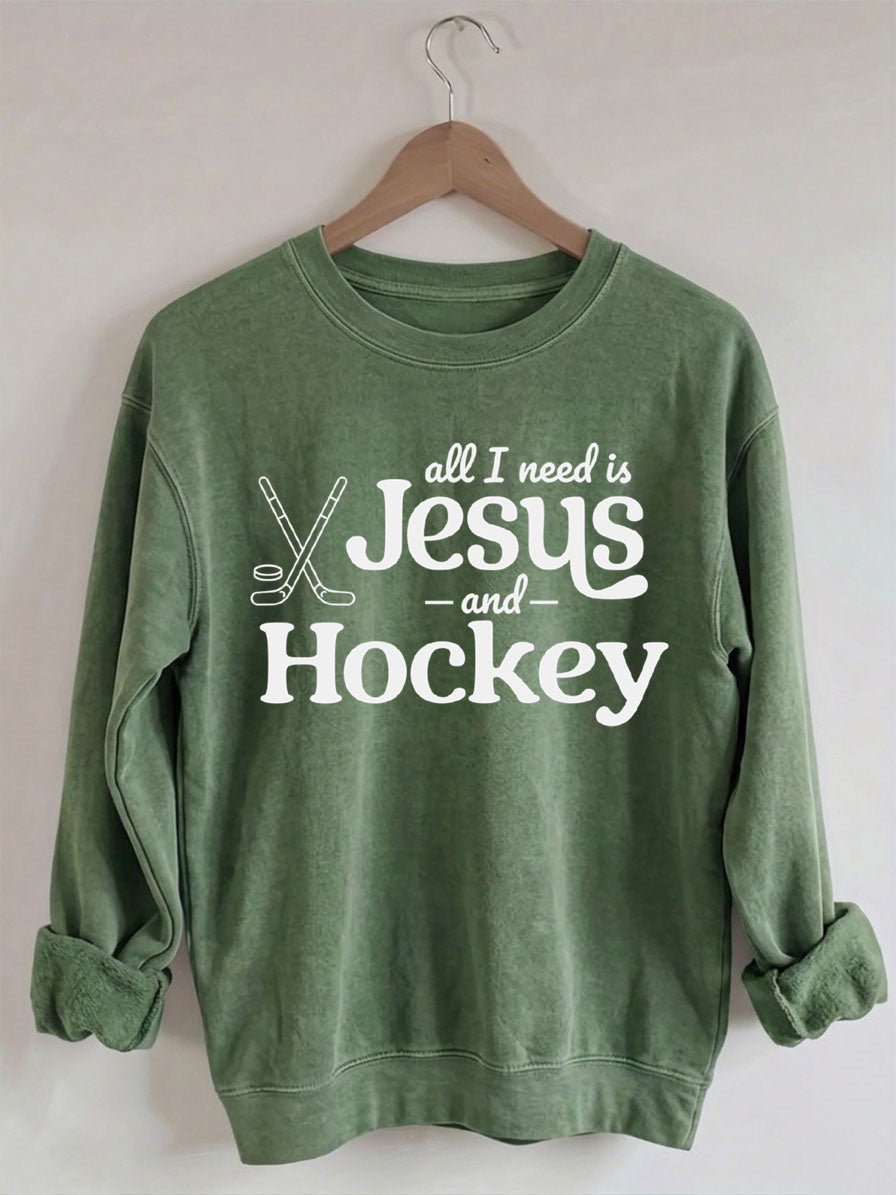 Comfort Colors Comfort Colors All I Need Is Jesus And Hockey Sweatshirt
