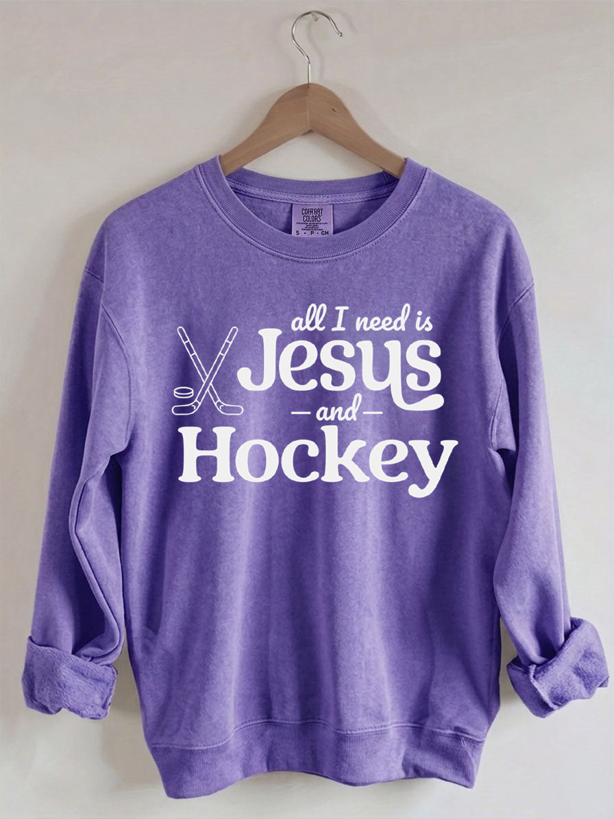 Comfort Colors Comfort Colors All I Need Is Jesus And Hockey Sweatshirt