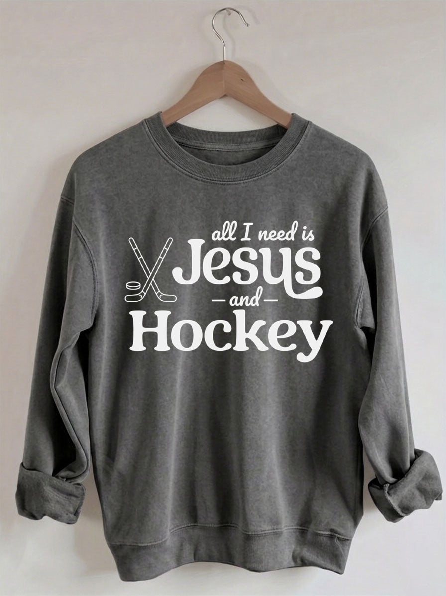 Comfort Colors Comfort Colors All I Need Is Jesus And Hockey Sweatshirt