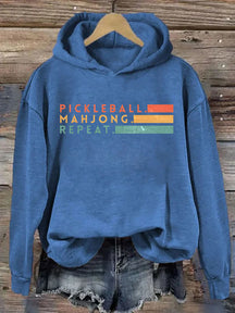 Pickleball Mahjong Repeat Retro Hoodie