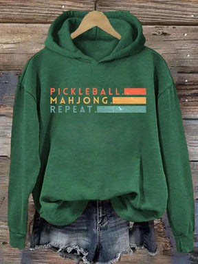 Pickleball Mahjong Repeat Retro Hoodie