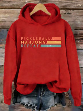 Pickleball Mahjong Repeat Retro Hoodie