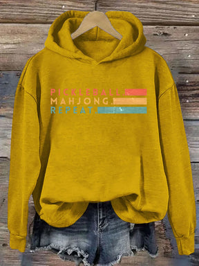 Pickleball Mahjong Repeat Retro Hoodie