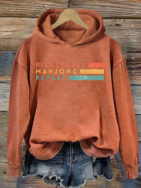 Pickleball Mahjong Repeat Retro Hoodie