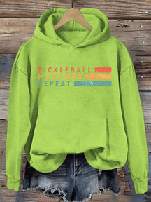 Pickleball Mahjong Repeat Retro Hoodie