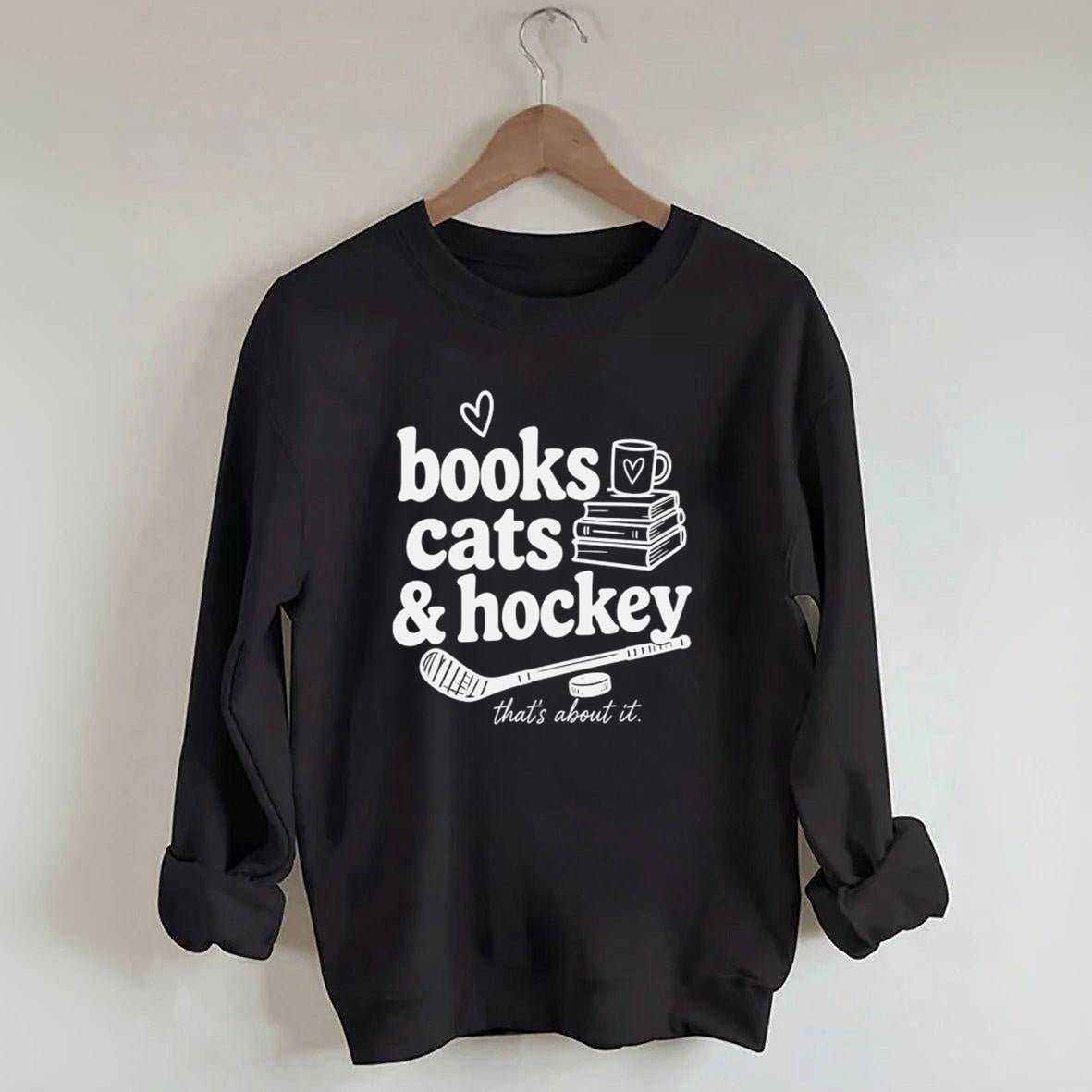 Book Cats & Hockey Sweatshirt