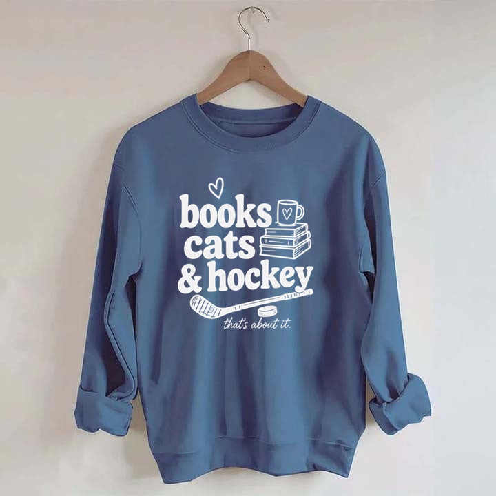 Book Cats & Hockey Sweatshirt