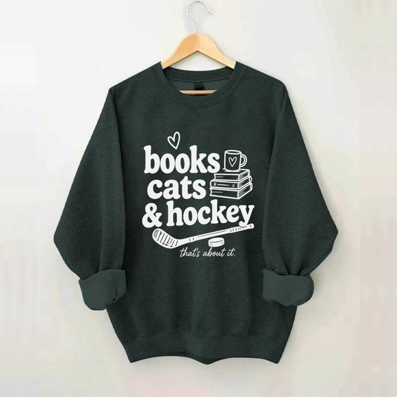 Book Cats & Hockey Sweatshirt