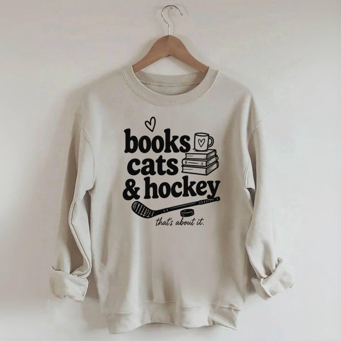 Book Cats & Hockey Sweatshirt