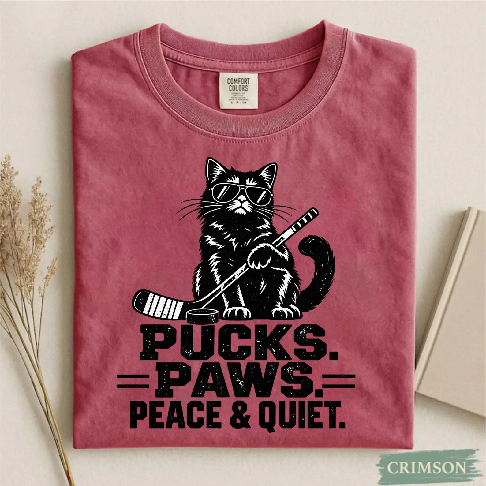 Comfort Colors Pucks. Paws. Peace & Quiet. – Cat Hockey T-Shirt