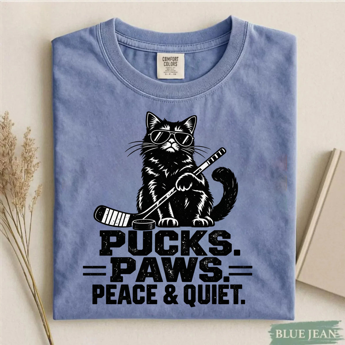 Comfort Colors Pucks. Paws. Peace & Quiet. – Cat Hockey T-Shirt