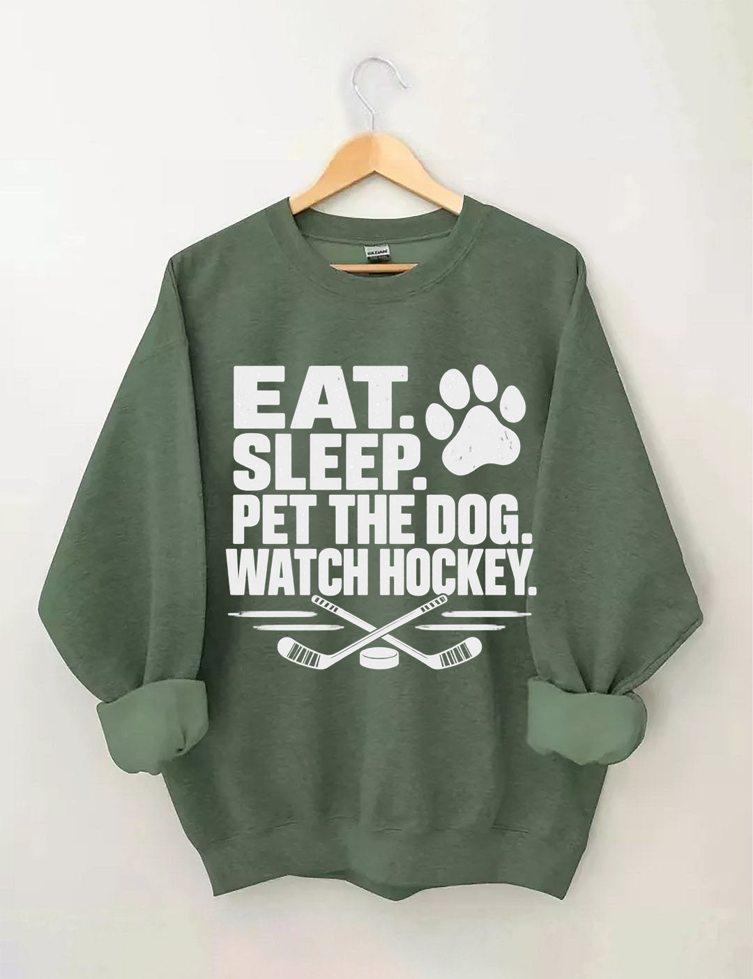 Eat. Sleep. Pet the Dog. Watch Hockey. Funny Hockey Sweatshirt