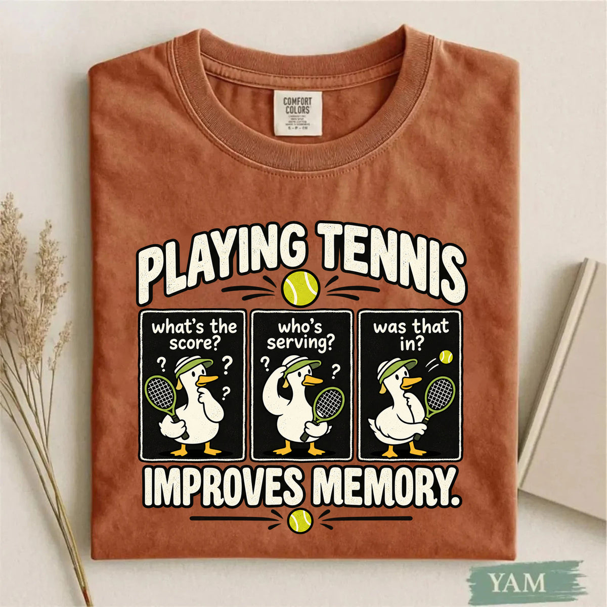 Comfort Colors Funny Playing Tennis Improves Memory T-Shirt