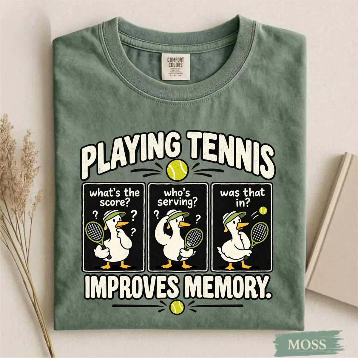 Comfort Colors Funny Playing Tennis Improves Memory T-Shirt