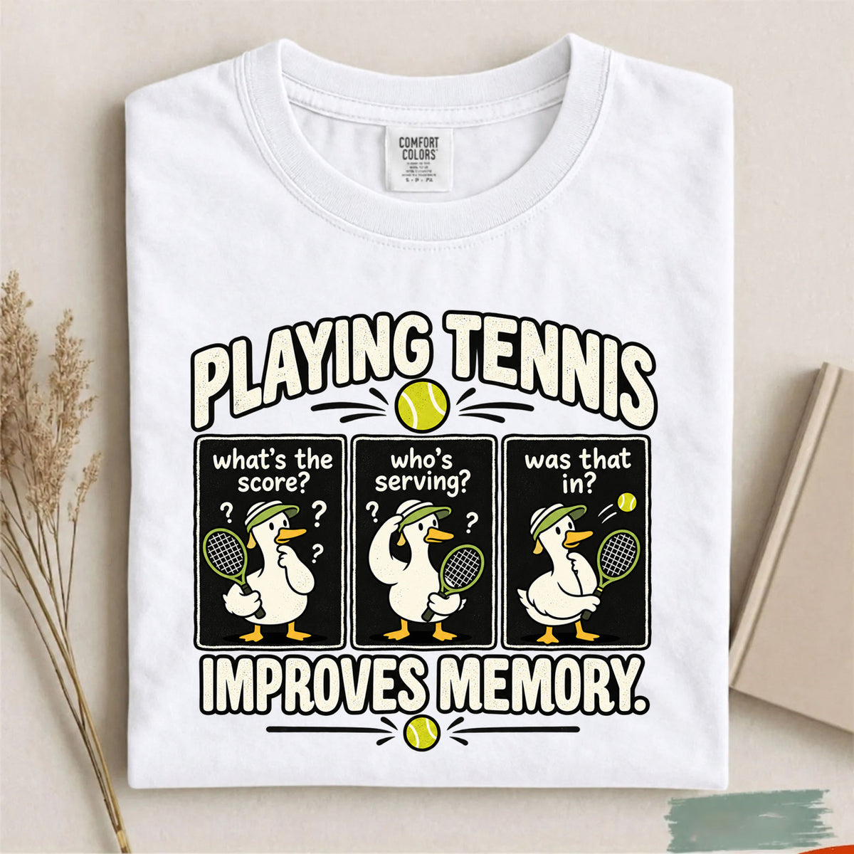 Comfort Colors Funny Playing Tennis Improves Memory T-Shirt