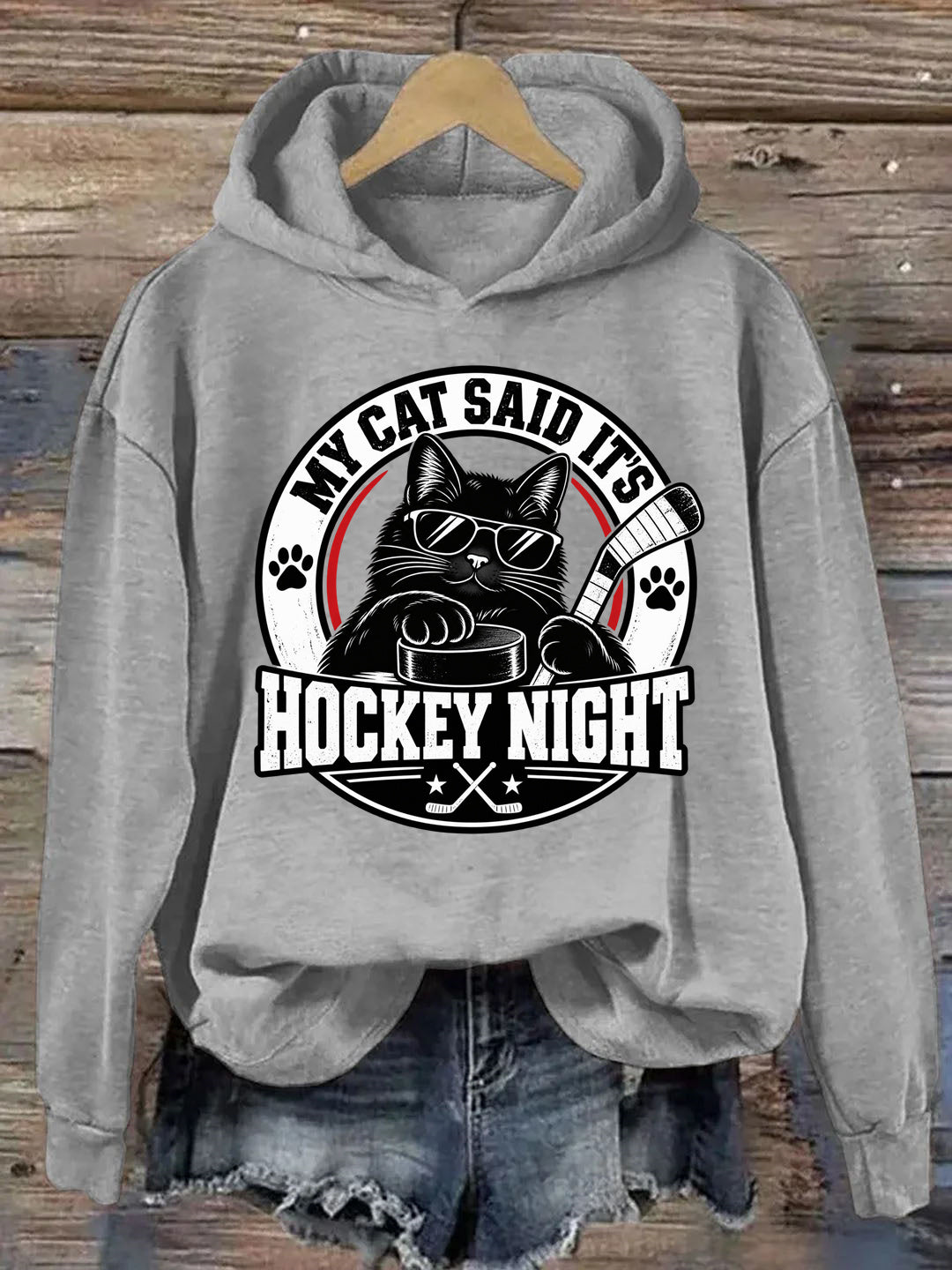 My Cat Said It's Hockey Night – Funny Cat Hockey Hoodie