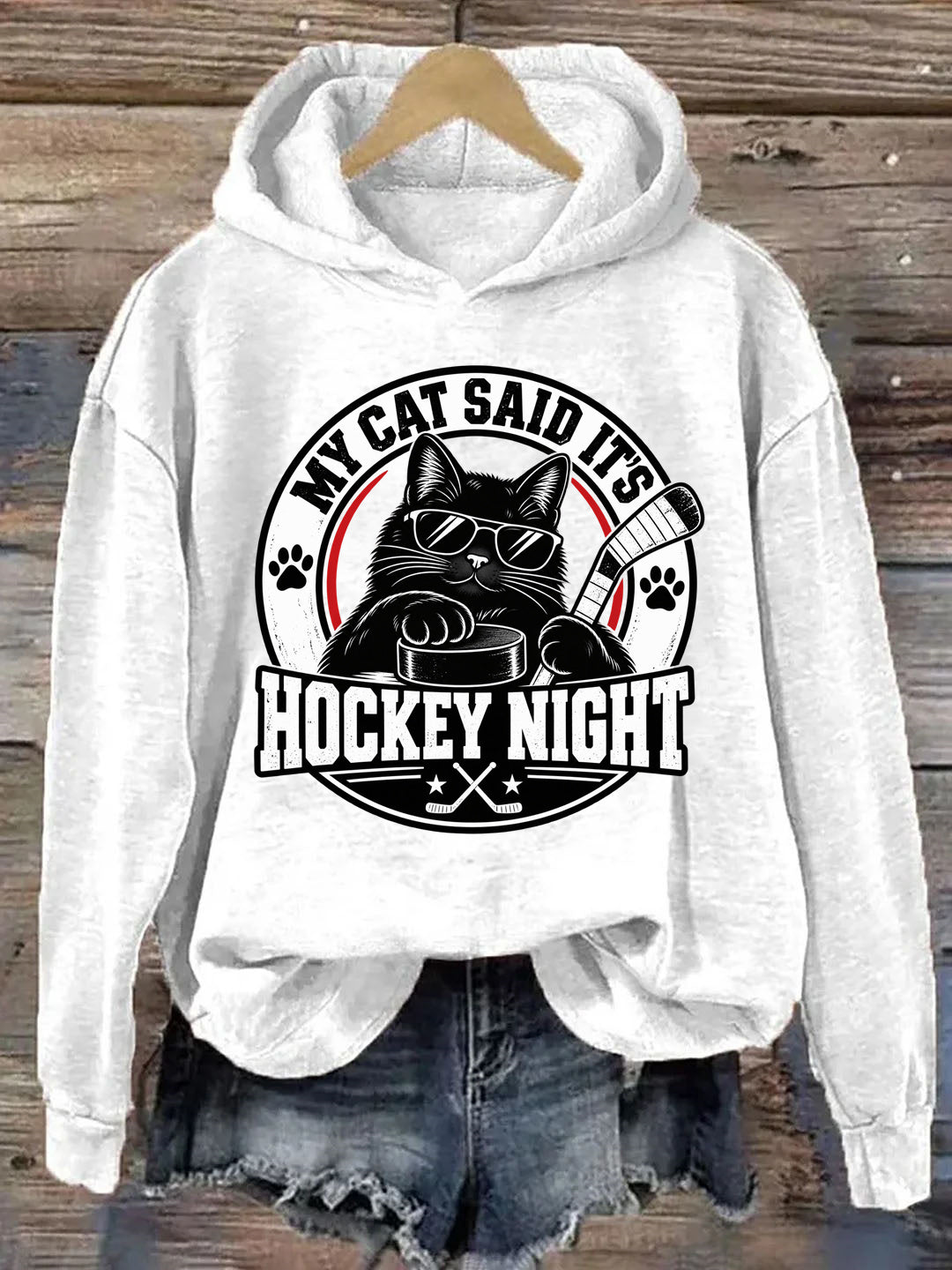 My Cat Said It's Hockey Night – Funny Cat Hockey Hoodie