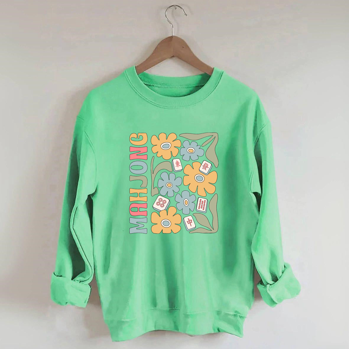 Boho Mahjong Love,Floral Mahjong  Sweatshirt
