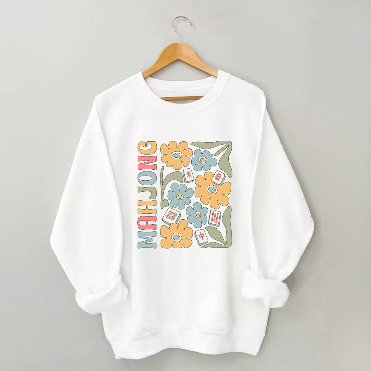 Boho Mahjong Love,Floral Mahjong  Sweatshirt
