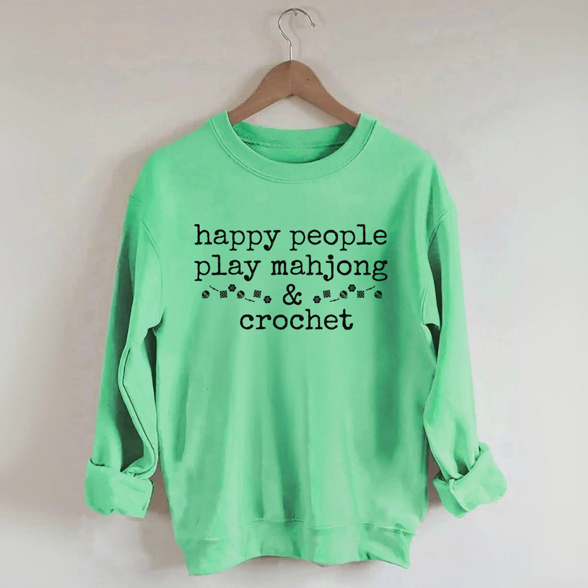 Happy People Play Mahjong & Crochet Sweatshirt