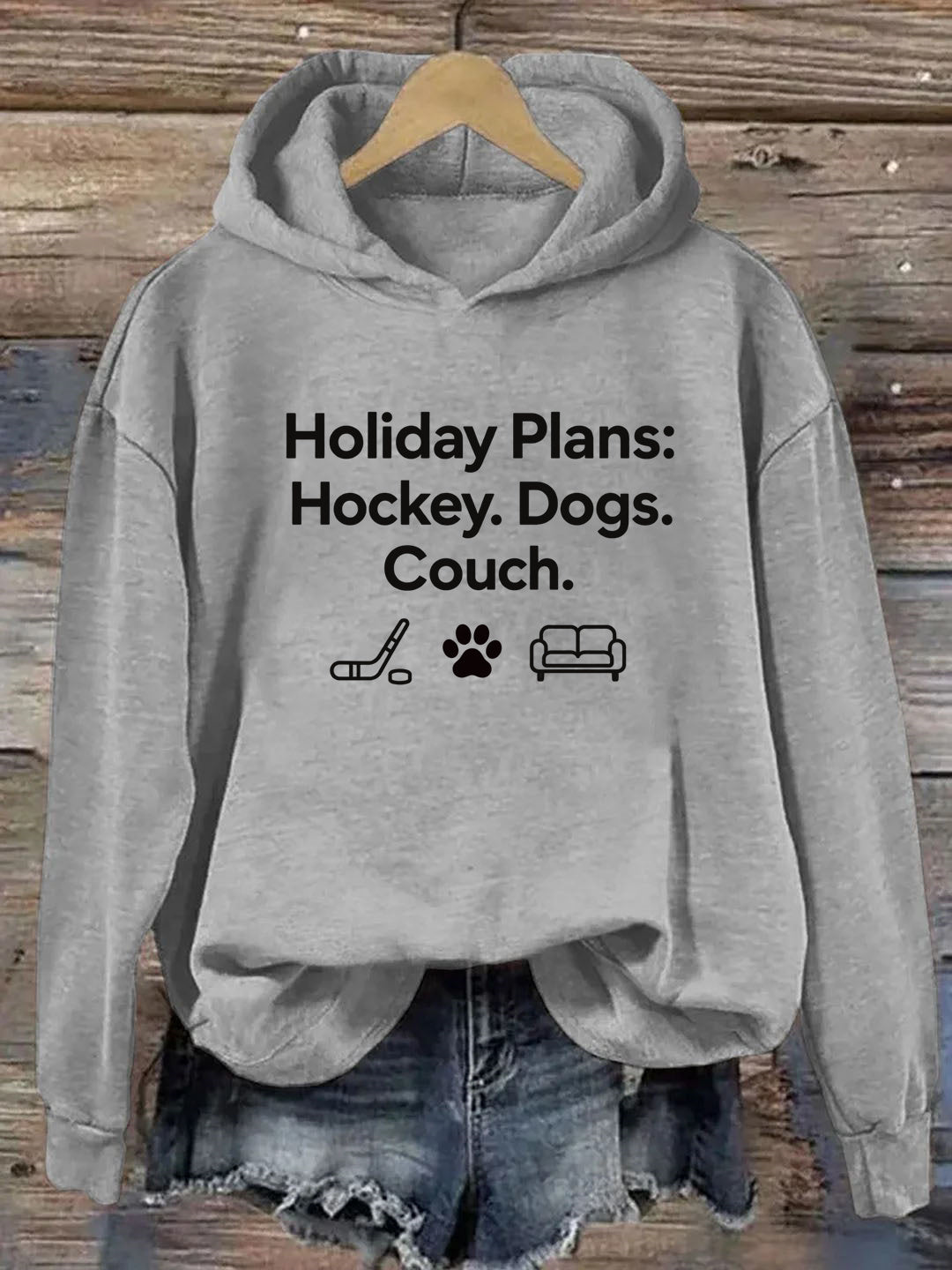 Holiday Plans: Hockey. Dogs. Couch Vintage-Style Hockey Hoodie