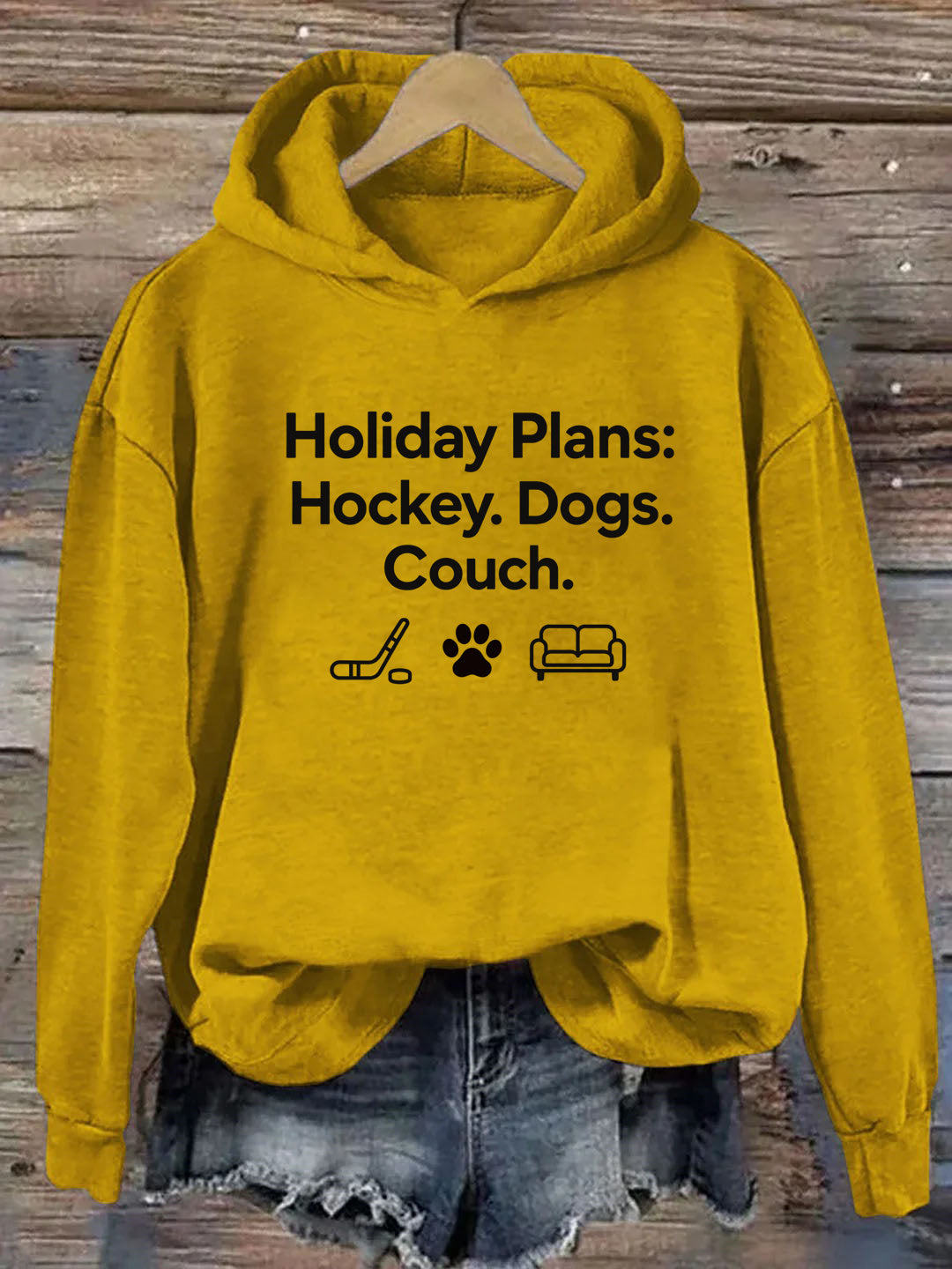 Holiday Plans: Hockey. Dogs. Couch Vintage-Style Hockey Hoodie