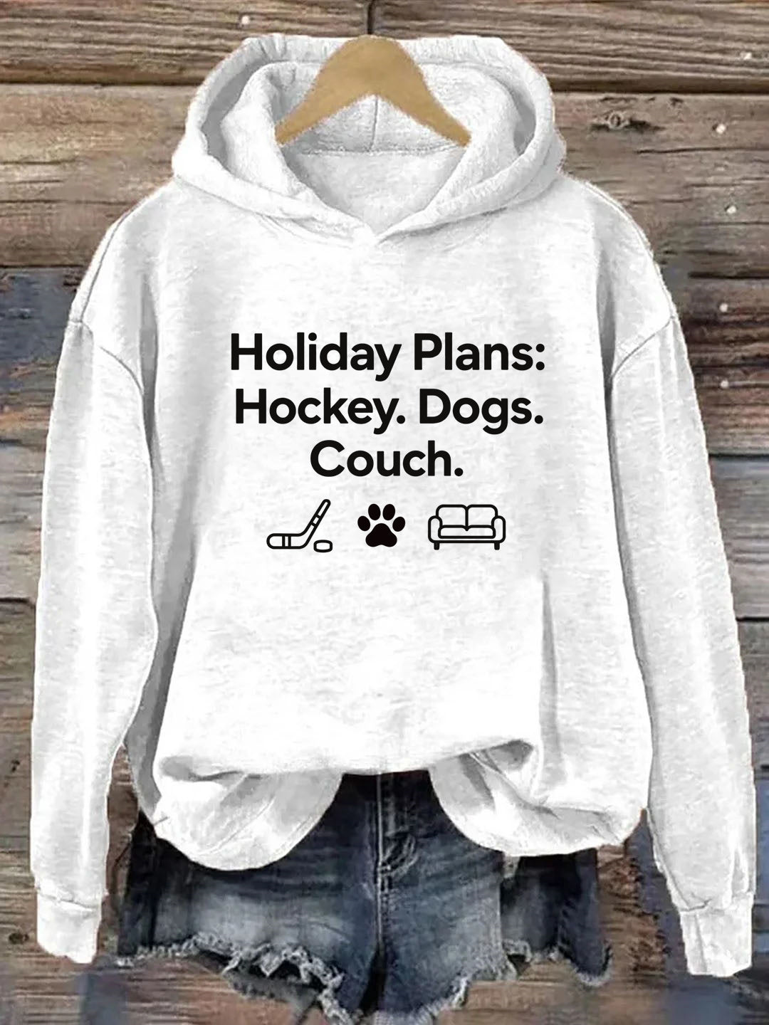 Holiday Plans: Hockey. Dogs. Couch Vintage-Style Hockey Hoodie
